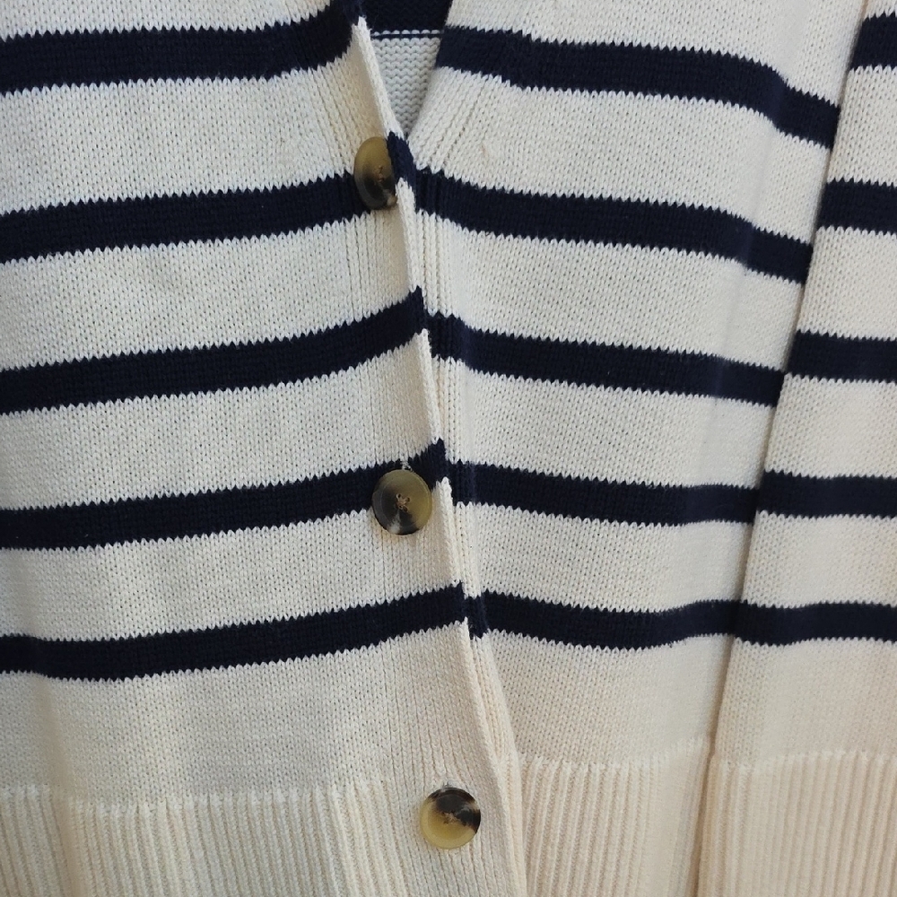 Striped Cream and Black Women's Sweater - Picture 2 of 5